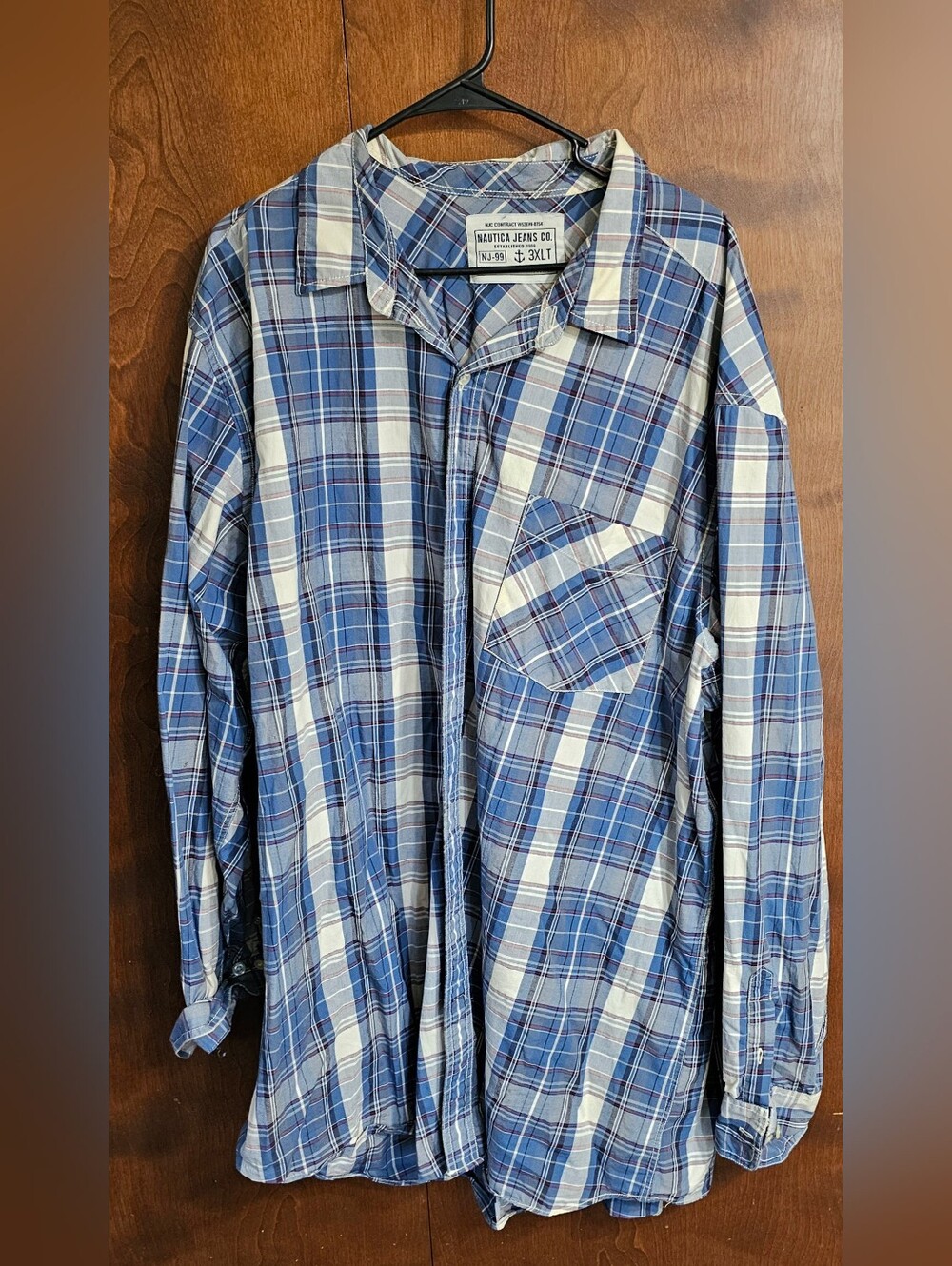 3XLT  Nautica Long Sleeve Plaid Button Down